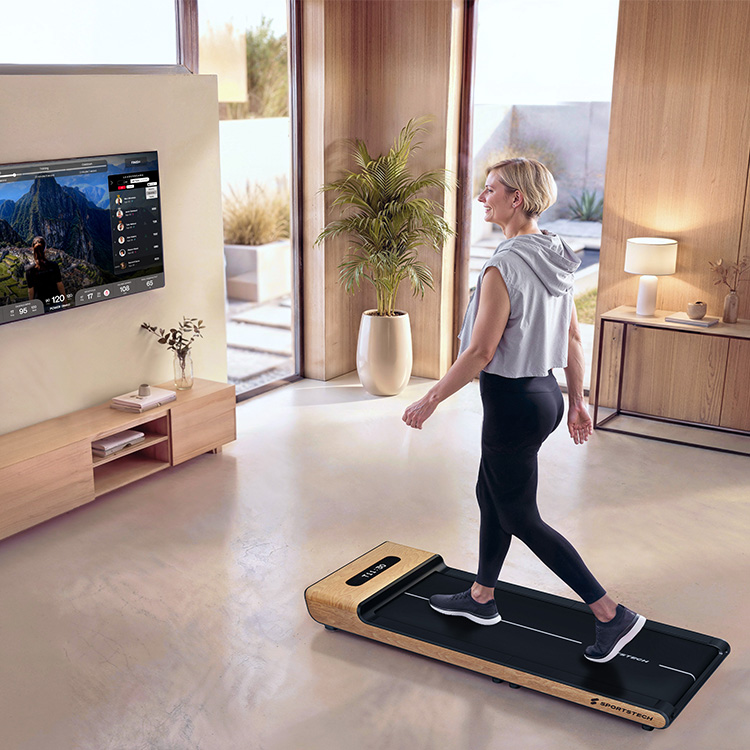 Fraus auf Woodpad Pro im Wohnzimmer gehend